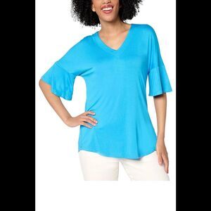 Brandis Women's Dress Out Loud Flutter Sleeve Top Flutter Slv Top Blue - Regular
